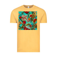 Vintage Mustard faith coffee cup and cross with leopard and roses seamless pattern bbs Vintage Tee - BundleAndBundleShop