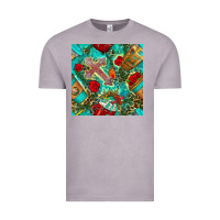 Vintage Zinc faith coffee cup and cross with leopard and roses seamless pattern bbs Vintage Tee - BundleAndBundleShop