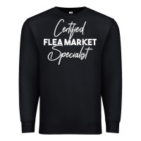 Black certified flea market specialist t shirt Premium Sweatshirt - linhVisuals