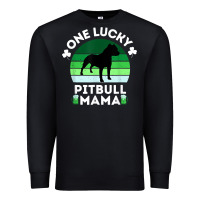 Black funny st patrick's day one lucky pitbull mama pitbulldog t shirt Premium Sweatshirt - linhVisuals