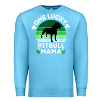 Ocean Blue funny st patrick's day one lucky pitbull mama pitbulldog t shirt Premium Sweatshirt - linhVisuals