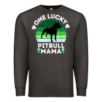 Smoke funny st patrick's day one lucky pitbull mama pitbulldog t shirt Premium Sweatshirt - linhVisuals