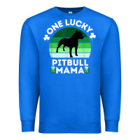 True Royal funny st patrick's day one lucky pitbull mama pitbulldog t shirt Premium Sweatshirt - linhVisuals