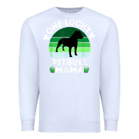 White funny st patrick's day one lucky pitbull mama pitbulldog t shirt Premium Sweatshirt - linhVisuals