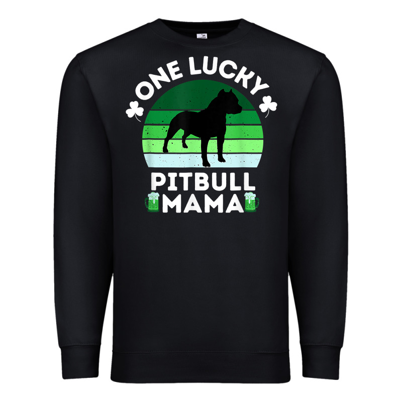 Funny St Patrick's Day One Lucky Pitbull Mama Pitbulldog T Shirt Premium Sweatshirt by linhVisuals | Teevron