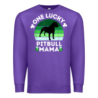 Purple funny st patrick's day one lucky pitbull mama pitbulldog t shirt Premium Sweatshirt - linhVisuals