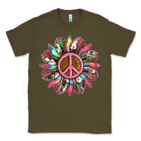 Army Green sunflower and tie dye with peace sign Classic Tee - Artiststas