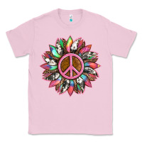Bubblegum Pink sunflower and tie dye with peace sign Classic Tee - Artiststas