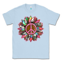 Dusty Blue sunflower and tie dye with peace sign Classic Tee - Artiststas