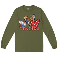 Army Green merica 4th of july hearts Long Sleeve Tee - BundleAndBundleShop