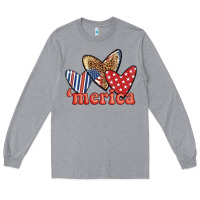 Heather Grey merica 4th of july hearts Long Sleeve Tee - BundleAndBundleShop