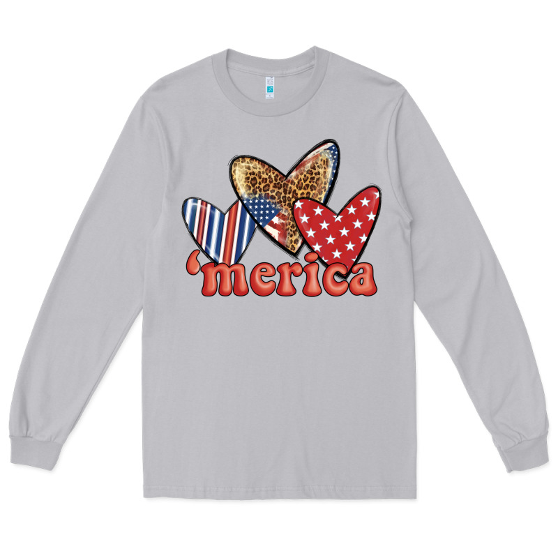 Merica 4th Of July Hearts Long Sleeve Tee by BundleAndBundleShop | Teevron