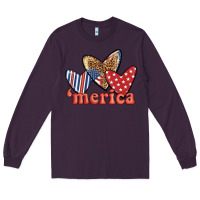 Plum merica 4th of july hearts Long Sleeve Tee - BundleAndBundleShop