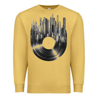 Antique Gold vinyl record cityscape Premium Sweatshirt - linhVisuals