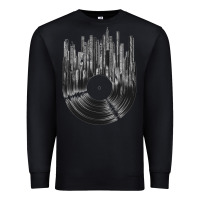 Black vinyl record cityscape Premium Sweatshirt - linhVisuals