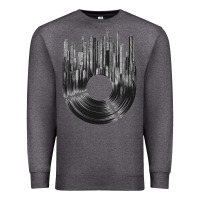 Charcoal Heather vinyl record cityscape Premium Sweatshirt - linhVisuals