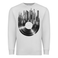 Dove Grey vinyl record cityscape Premium Sweatshirt - linhVisuals