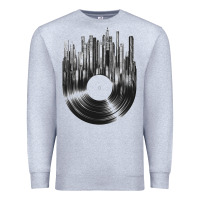 Heather Grey vinyl record cityscape Premium Sweatshirt - linhVisuals
