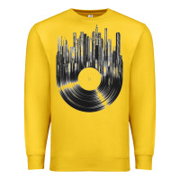 Lemon vinyl record cityscape Premium Sweatshirt - linhVisuals