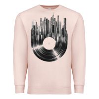 Pale Pink vinyl record cityscape Premium Sweatshirt - linhVisuals