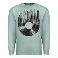 Seafoam vinyl record cityscape Premium Sweatshirt - linhVisuals