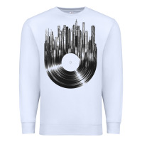 White vinyl record cityscape Premium Sweatshirt - linhVisuals