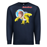 Navy curious george happy astronaut portrait t shirt Premium Sweatshirt - linhVisuals