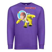 Purple curious george happy astronaut portrait t shirt Premium Sweatshirt - linhVisuals