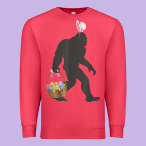 Funny Bigfoot Easter Design With Easter Basket And Bigfoot T Shirt Premium Sweatshirt Designed By Linhvisuals