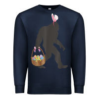 Navy funny bigfoot easter design with easter basket and bigfoot t shirt Premium Sweatshirt - linhVisuals