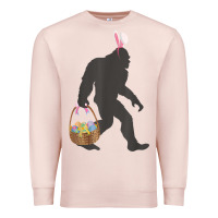 Pale Pink funny bigfoot easter design with easter basket and bigfoot t shirt Premium Sweatshirt - linhVisuals