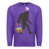 Purple funny bigfoot easter design with easter basket and bigfoot t shirt Premium Sweatshirt - linhVisuals