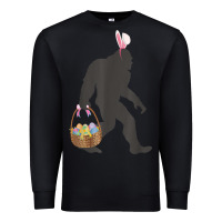 Black funny bigfoot easter design with easter basket and bigfoot t shirt Premium Sweatshirt - linhVisuals