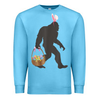 Ocean Blue funny bigfoot easter design with easter basket and bigfoot t shirt Premium Sweatshirt - linhVisuals
