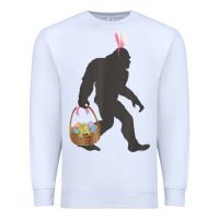 White funny bigfoot easter design with easter basket and bigfoot t shirt Premium Sweatshirt - linhVisuals