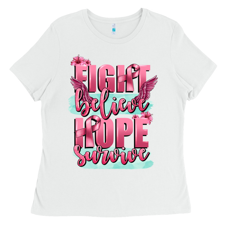 Fight Believe Hope Survive Cancer Awareness Ladies Tee by FaDigitalArtStudio | Teevron