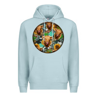 Blue Mist Highland Cow Pattern Premium Hoodie - Jasminsmagicworld