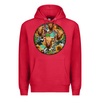 Cardinal Highland Cow Pattern Premium Hoodie - Jasminsmagicworld