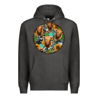Charcoal Heather Highland Cow Pattern Premium Hoodie - Jasminsmagicworld
