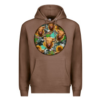 Chestnut Highland Cow Pattern Premium Hoodie - Jasminsmagicworld