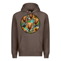 Coffee Highland Cow Pattern Premium Hoodie - Jasminsmagicworld