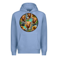 Colony Blue Highland Cow Pattern Premium Hoodie - Jasminsmagicworld