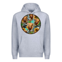 Heather Grey Highland Cow Pattern Premium Hoodie - Jasminsmagicworld