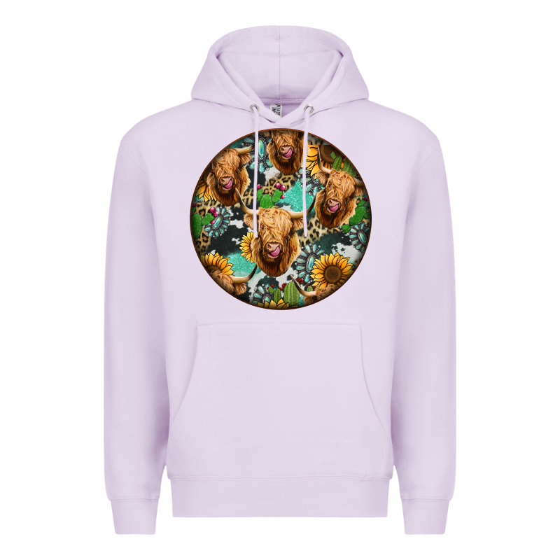 Highland Cow Pattern Premium Hoodie by Jasminsmagicworld | Teevron