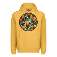 Mustard Highland Cow Pattern Premium Hoodie - Jasminsmagicworld