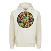 Oatmeal Heather Highland Cow Pattern Premium Hoodie - Jasminsmagicworld