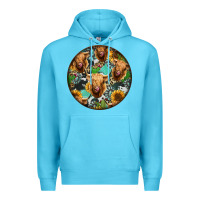 Ocean Blue Highland Cow Pattern Premium Hoodie - Jasminsmagicworld