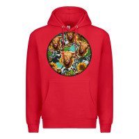 Red Highland Cow Pattern Premium Hoodie - Jasminsmagicworld