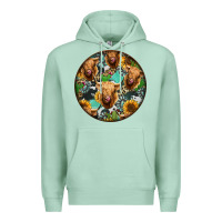 Seafoam Highland Cow Pattern Premium Hoodie - Jasminsmagicworld