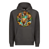 Smoke Highland Cow Pattern Premium Hoodie - Jasminsmagicworld